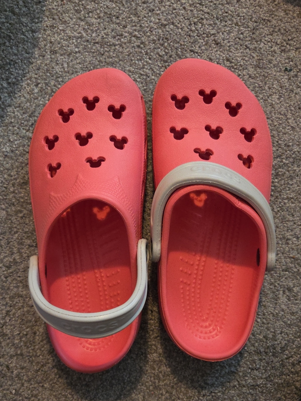 CROCS Coral Clog Mules with Gray Strap
